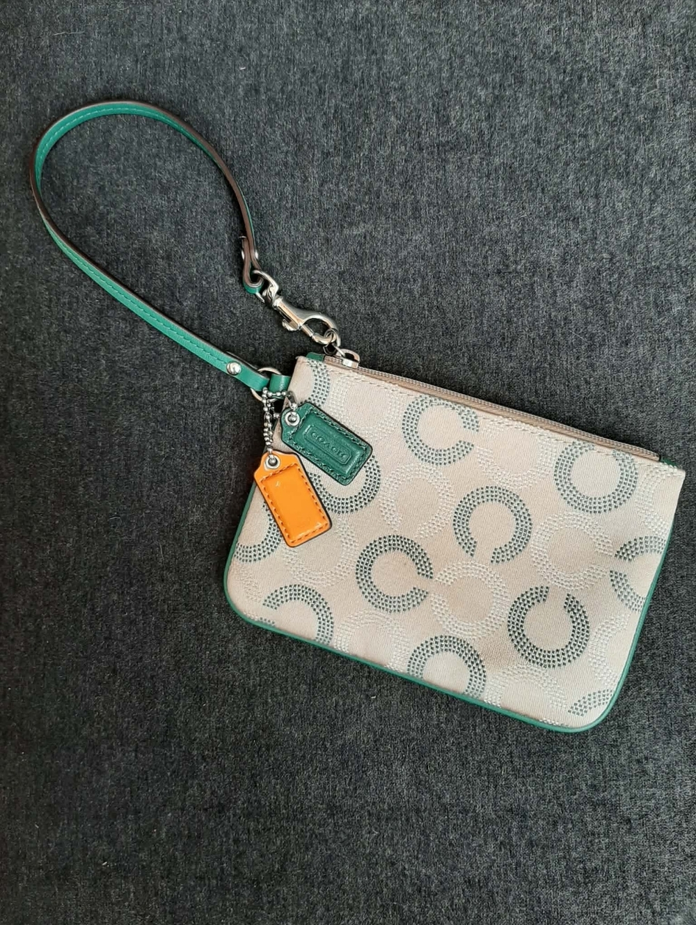 COACH "Ashley" Dotted Op Art Logo Small Wristlet w/ 2 Logo Hang Tags